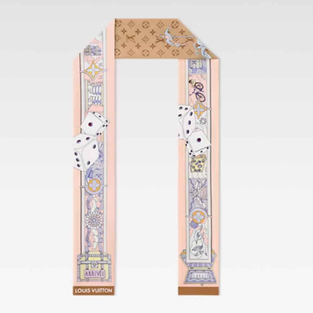 Louis Vuitton Pink and Tan Elegant Scarf